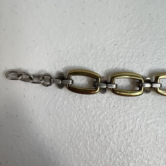 Vintage Brighton Charm Bracelet 2 Tone Links Heart Dangle 8” Long - Picture 12 of 13